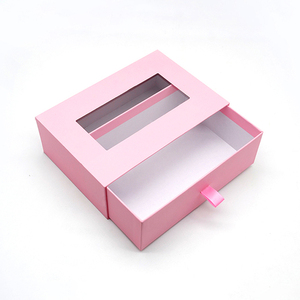 Custom Logo Small Paper Cardboard Product Pull Out Sliding Drawer Gift Box Packaging With PVC Window Clear