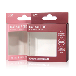 Customized Kraft Paper Packaging Window Box with Pvc Transparent Window Color-coated Paper Foldable Paper Box for Nails Duo