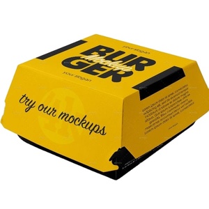 Wholesale Disposable Fast Food Restaurant Packaging Boxes Custom Hamburger Paper Design Matt Lamination