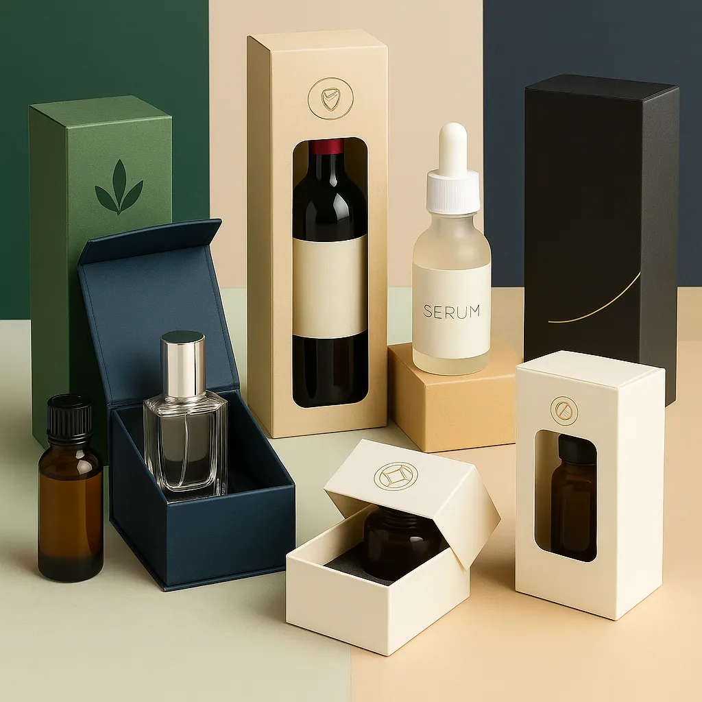 Industrial custom bottle packaging boxes with protective structural layout