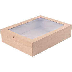 Wholesale Eco Friendly Kraft Window Box Factory Custom Logo Large Clear Lid Catering Pastry Display Box