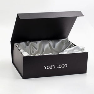 Custom Luxury Package Magnetic Black Satin Insert Lined Gift Box