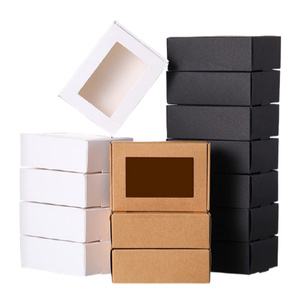 Direct Manufacturer Custom Craft White/black Cardboard Kraft Paper Gift Window Box For Candy/cookie/soap Carton (PVC Window)