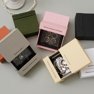 Eco Friendly Custom Logo Recyclable Cardboard Gift Box Packing For Jewellery Necklace Bracelet Rings Drawer Paper Jewelry Box