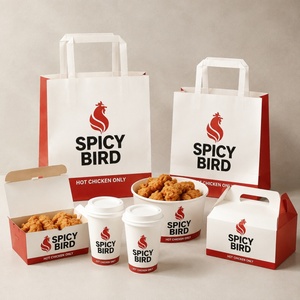 Custom Disposable Fast Food Takeaway Burger Fries Paper Box Packaging Chicken Take Out Boxes Buckets Fast Food Box Container